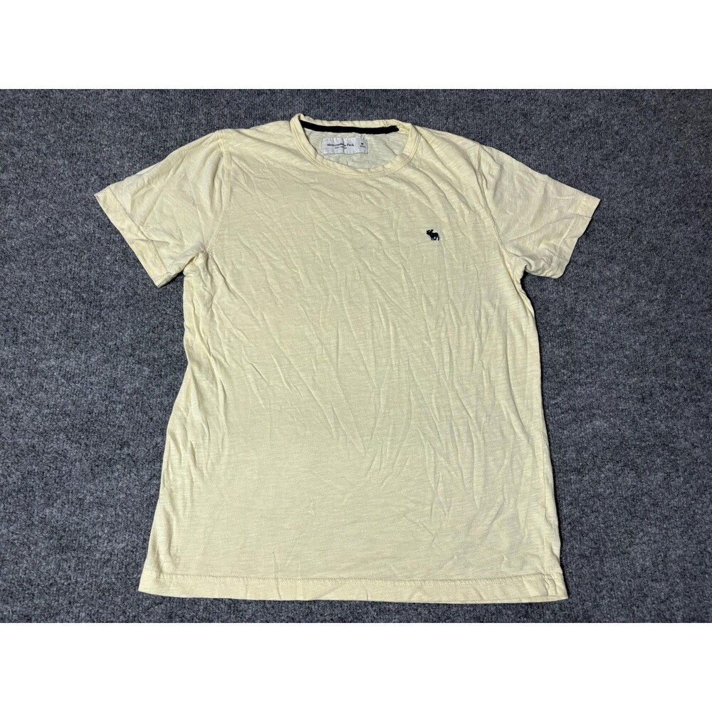 Abercrombie & Fitch Shirt Mens M Yellow Short Sleeve Crew Neck Logo Tee Casual